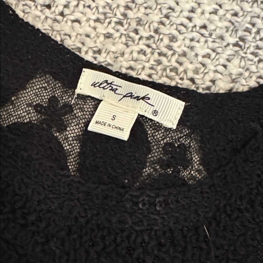 Ultra Pink Black Textured Crop Top - Picture 3 of 6